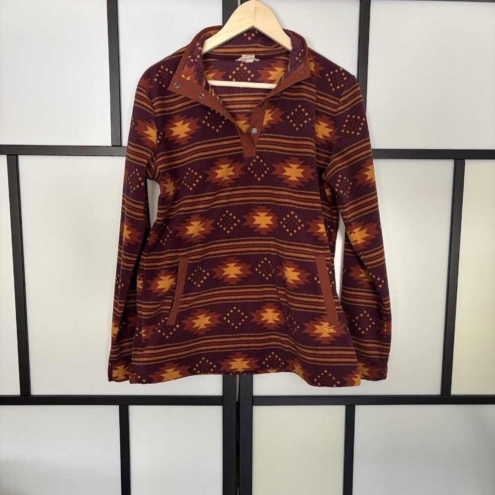 Duluth Trading Sweater Medium Multicolor Aztec Navajo Snap Fleece Sweatshirt